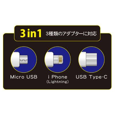 モバイルバッテリー2,500mAh（iphone、USB Type-C用アダプター付）6188-23