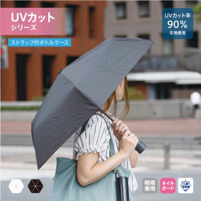 ボトルケースUV折りたたみ傘（ブラック×ブラック）/TS-1390